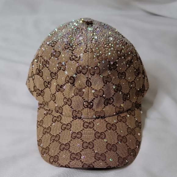 Gucci Brown GG Cap With Rhinestones - Picture 1 of 5